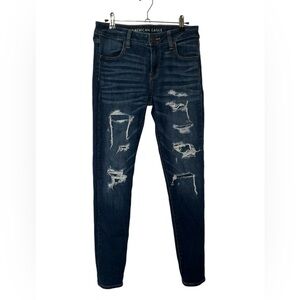 American Eagle Outfitters Womens Jegging Blue Distressed Denim 8